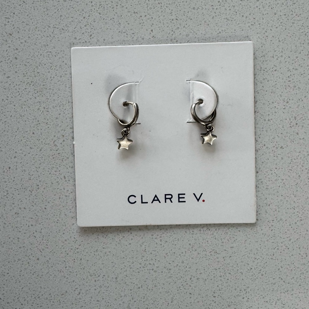 Clare V Mini Star Hoops Sterling Silver NWT Sold Out